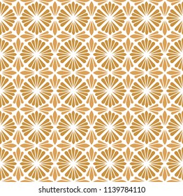 Ornamental golden geometric tiles seamless vector pattern. Abstract arabesque background.