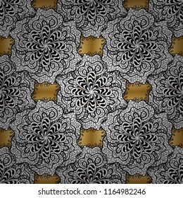 Ornamental golden pattern. Vector oriental ornament. Ornamental pattern on white, black and yellow colors with golden elements.