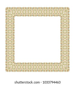 Ornamental golden square vector frame on white background