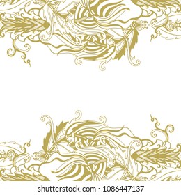 Ornamental golden vector border design on white background