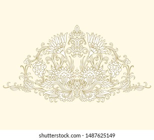 Ornamental golden vector decorative composition - frame on white background