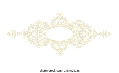 Ornamental golden vector decorative composition - frame on white background
