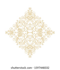 Ornamental golden vector floral composition on dark background
