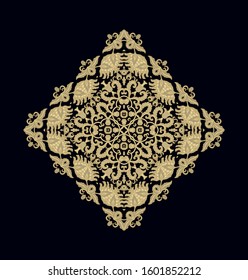 Ornamental golden vector floral composition on dark background