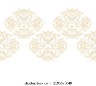 Ornamental golden vector laced ribbon, border ornament  on white background