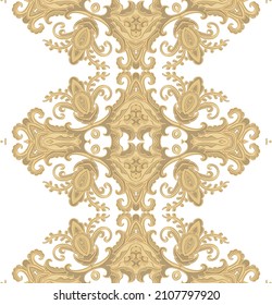 Ornamental golden vector laced ribbon, border ornament  on white background