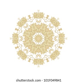 Ornamental golden  vector rosette on white background