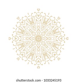 Ornamental golden vector rosette on white background