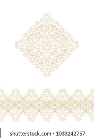 Ornamental golden vintage vector floral composition on white background