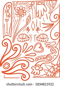 The ornamental graphic line for flat design background