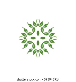 Ornamental Green Leaves Logo Template Illustration Design. Vector EPS 10.