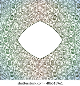 Ornamental greeting card template with place for text. Vector illustration