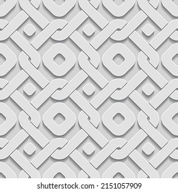 Ornamental grid made of interlocking squares on a white background. Seamless geometric vector pattern.