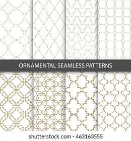Ornamental grid patterns in vintage style - seamless vector collection. Luxury design.
