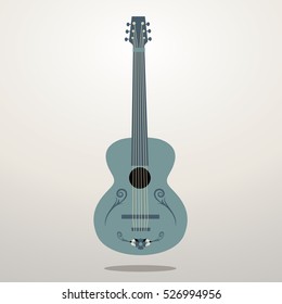 Ornamental guitar icon. Vector isolated