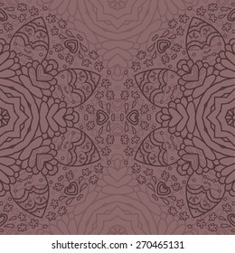 Ornamental half round lace pattern, circle background, crocheting handmade lace, lacy arabesque designs. Oriental traditional ornament motif in modern realization