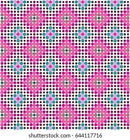 Ornamental halftone dotted background. Vector colorful illustration.