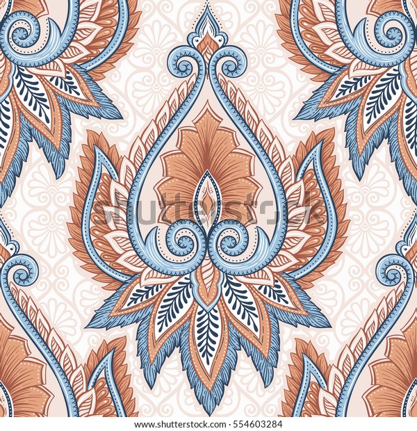 Ornamental hand drawn ethnic decorative flower seamless pattern. Vintage backdrop in bohemian style. Tribal ornamental background for card, invitation, wallpaper, web design, fabric, wrapping paper.