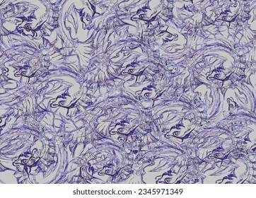 Ornamental hand drawn fish backdrop for textiles or prints. Abstract sea motifs for backgrounds or textures, wallpaper, covers, business concepts, fashion trends, tiles, posters, fabrics, interiors