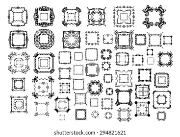 Ornamental hand drawn frames for the page decoration. Vector illustration. Isolated on the white background. Can be used for birthday card, wedding invitations, book page decoration.