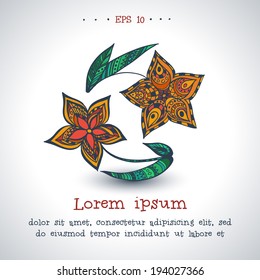 Ornamental hand drawn vintage vector flowers.