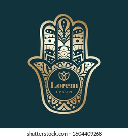 Ornamental hand, vector label template  