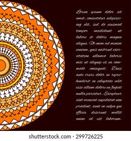 Ornamental handmade ethnic card template. Lace abstract dark artwork pattern cover for use in design card, invitation, book, poster,datebook, diary, brochures, notebook, pocketbook, album, sketch book