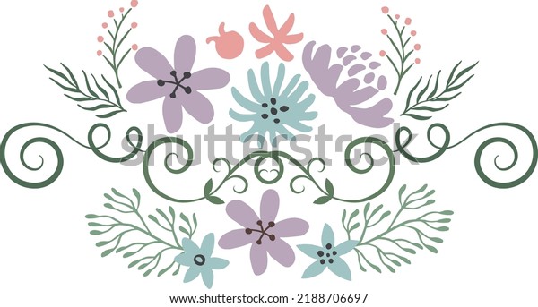 Ornamental header with flowers and vines. Wedding\
decor element