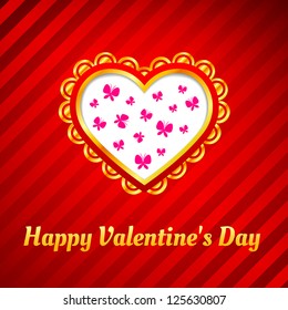 ornamental heart on background of small butterfly