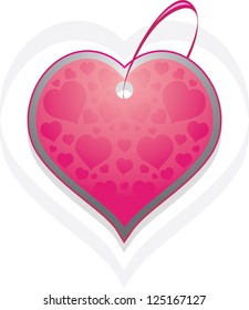 Ornamental heart. Tag isolated on the white. Vector