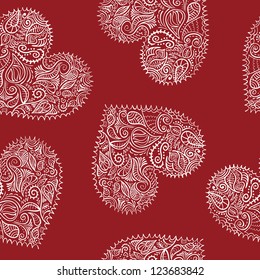 ornamental hearts seamless pattern vector added to swatches