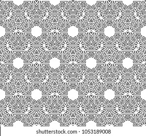 Ornamental hexagon seamless vector pattern.