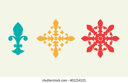 Ornamental icon set. Retro style design elements. Vector illustration.