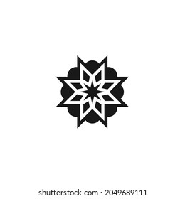 Ilustración ornamental, logotipo inicial Letra de diseño M, plantilla vectorial de flor de estrella de cannabis CBD, con estilo lujoso