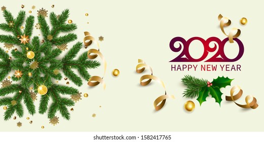 Ornamental image of Snowflakes Collected from Christmas Tree Branch. Vector illustration. Great for christmas cards, banners, flyers, party posters