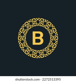 Ornamental initial letter B circle emblem frame logo