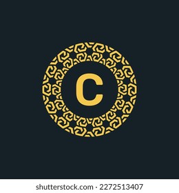 Letras iniciales ornamentales Logo del emblema del círculo C