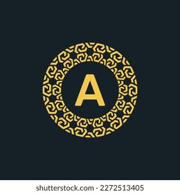 Ornamental initial letter A circle emblem frame logo