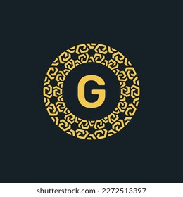 Letras iniciales ornamentales Logo del emblema del círculo G