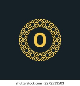 Ornamental initial letter O circle emblem frame logo