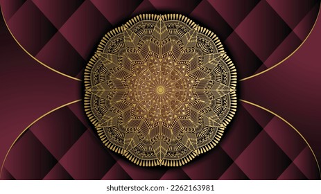 Ornamental invitation card with floral mandala. Royal gorgeous arabesque style invitation card. mandala design background. Decorative golden floral ornamental frame design. Turkish, Bohemian, Damask