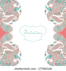 Ornamental invitation card. Vector floral card Use for invitations announcements.