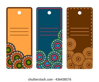 Ornamental label or card mandala ornament set vector illustration