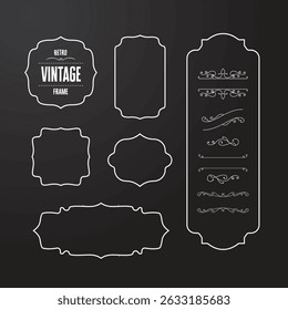 Ornamental label frames. decorative vintage frame and retro badge
