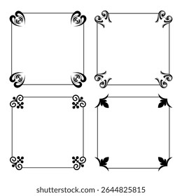 Ornamental label frames. decorative vintage frame and retro badge set