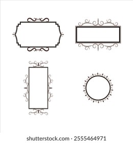 Ornamental label frames. Old ornate labels, decorative vintage frame and retro badge vector symbols set.DECORATIVE VECTOR.