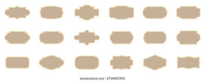 Marcos de etiquetas ornamentales. Viejas etiquetas adornadas, marco vintage decorativo y insignia retro. Insignia de boda real, etiqueta engomada de la venta o tarjeta de invitación.