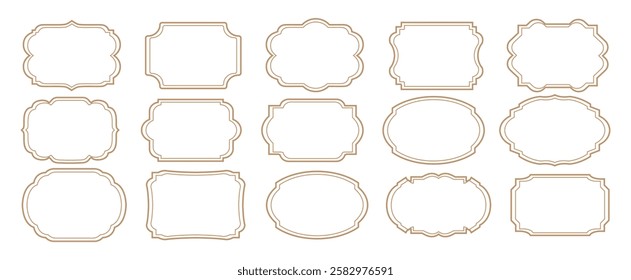 Ornamental label frames. set of luxury vintage frames, collection of retro labels, Royal wedding insignia, sale sticker or invitation card. Luxury vintage frames Isolated vector illustration.