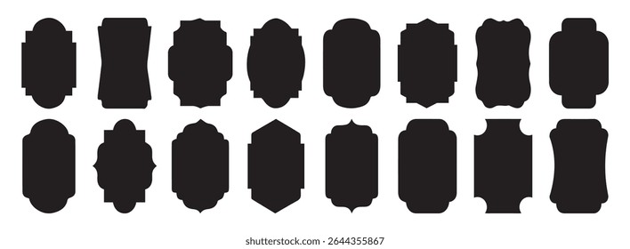 Ornamental label frames. set of luxury Ornate borders frames, collection of retro labels, Royal wedding insignia, sale sticker or invitation card. Isolated vector symbols
