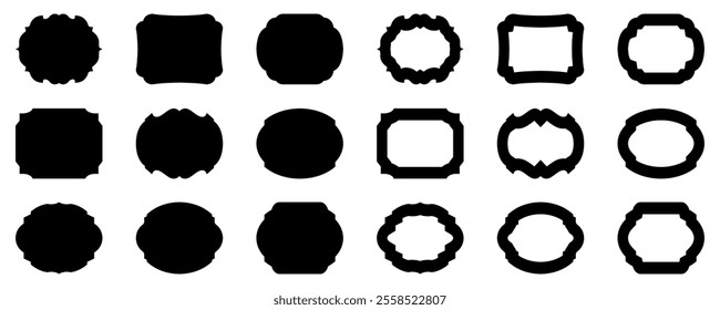 Ornamental label frames. Set of vintage label and badges shape collections. Vector illustration.
